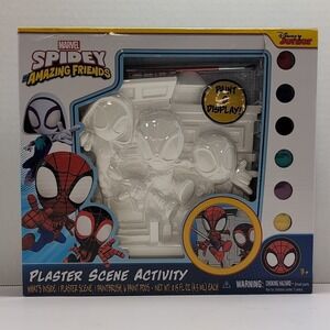 New Marvel Spidey and his Amazing Friends Kids Plaster Scene Activity Paint Set